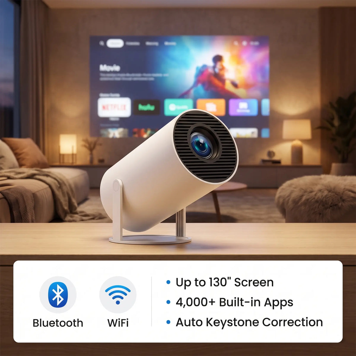 NovyCast – Smart Mini Projector with Bluetooth and WiFi (2026 Model)