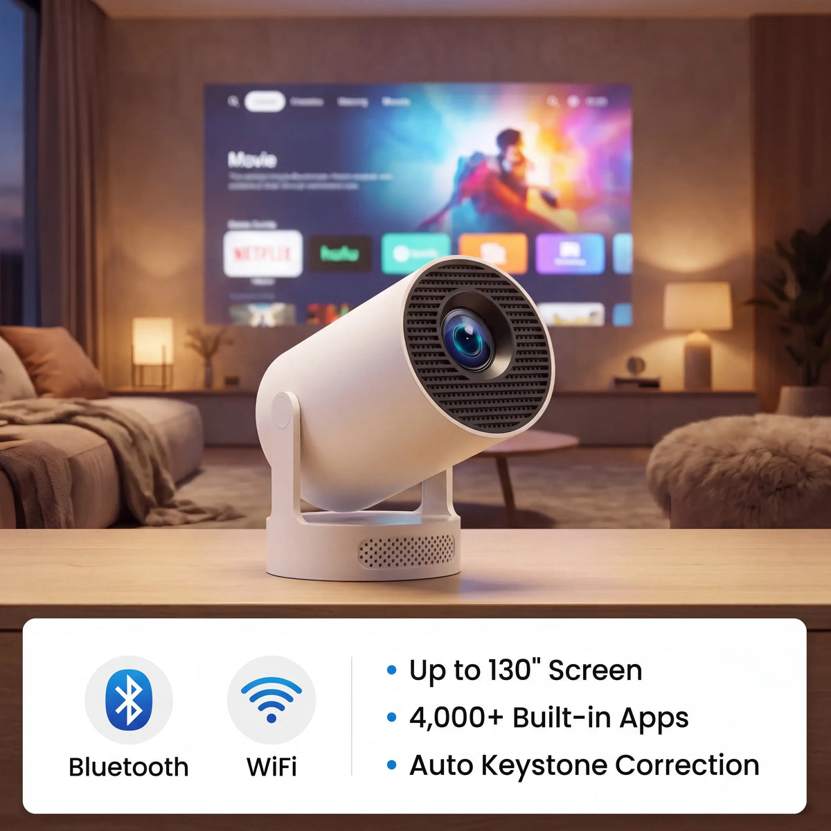 NovyCast Pro – Smart Mini Projector with Bluetooth and WiFi (2026 Model)